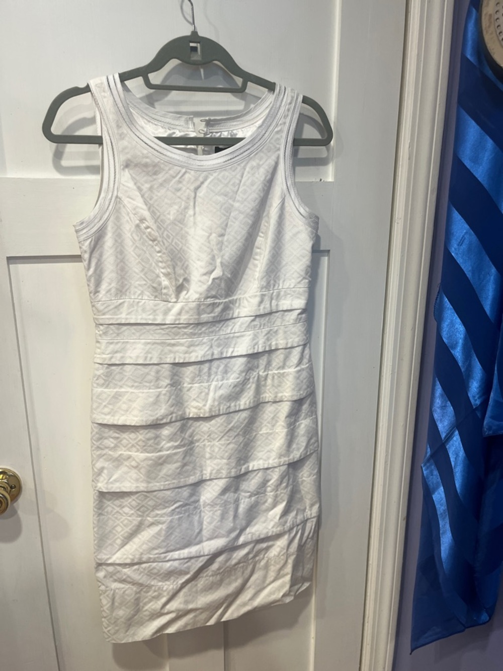 White House Black Market White Sleeveless Tiered Sheath Dress